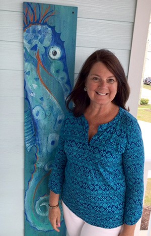 Tammy Tabor with seahorse painting