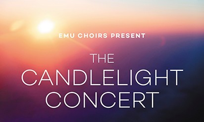 a colorful sunset lights up the Candlelight Concert type