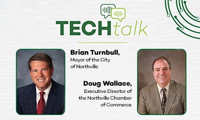 TechTalk logo and headshots of Turnbull and Wallace