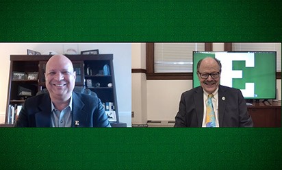 Mark S. Lee interviews President James Smith virtually on EMU Today TV.