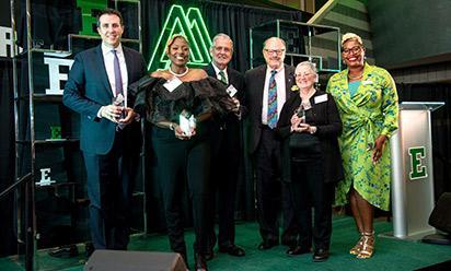 Alumni Award winners with President Smith at the celebration.