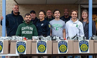 DPS and members of the Student Government provided Thanksgiving meals to families from the EMU Children's Institute.