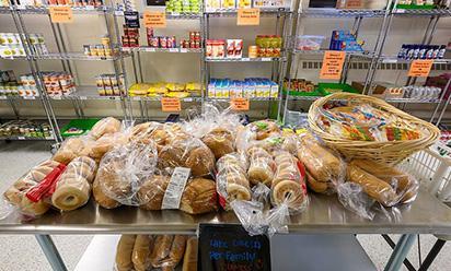 Swoop's Food Pantry shelves