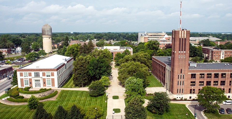 Aerial photo of EMU campus