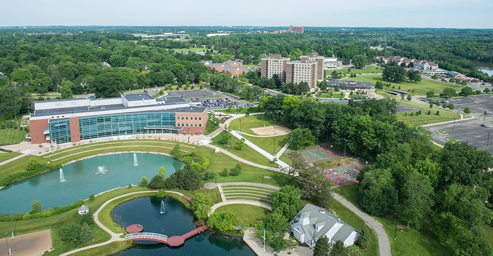 EMU campus aerial showing University Park