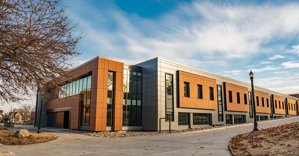 Exterior photo of the newly renovated Sill Hall