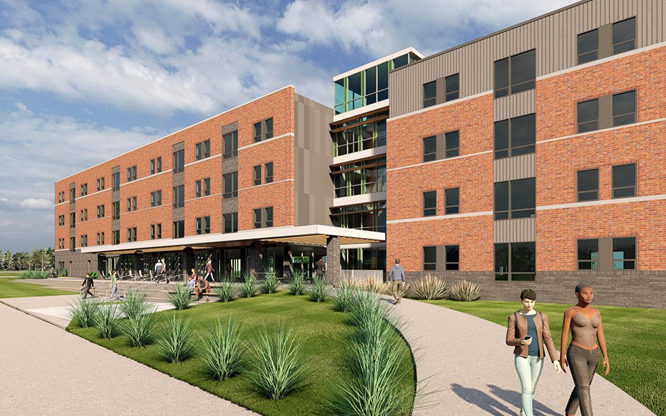 A rendering of a proposed residence hall