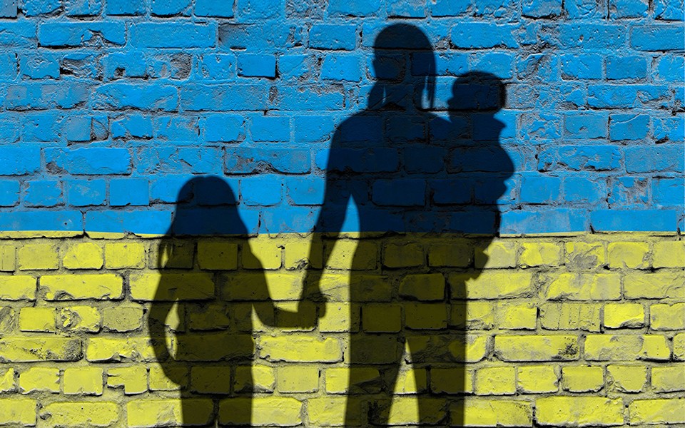 Symbolic image on the subject of war refugees from Ukraine