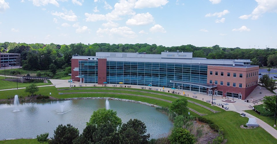 An aerial view of the Student Center.