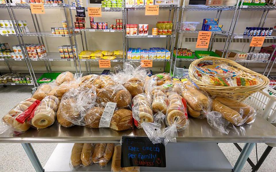 Swoop's Food Pantry shelves