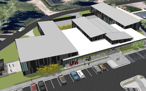 Aerial rendering of proposed 3D Arts Complex