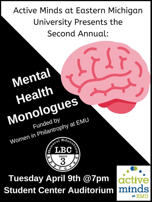 mental health monologues event poster
