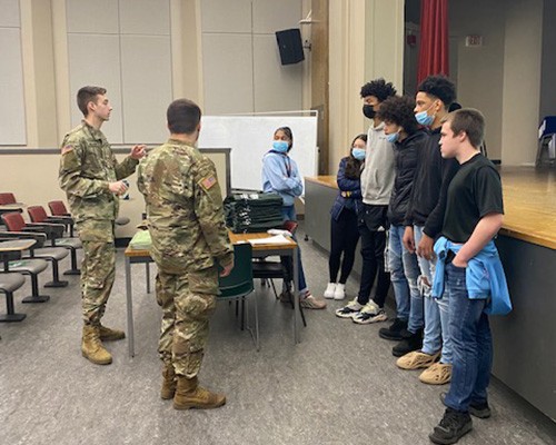 EMU ROTC cadets meet with students from Wayne-Westland schools